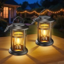 Best Solar Lanterns Outdoor Waterproof, 2 Pack Hanging Lights for Outside Patio