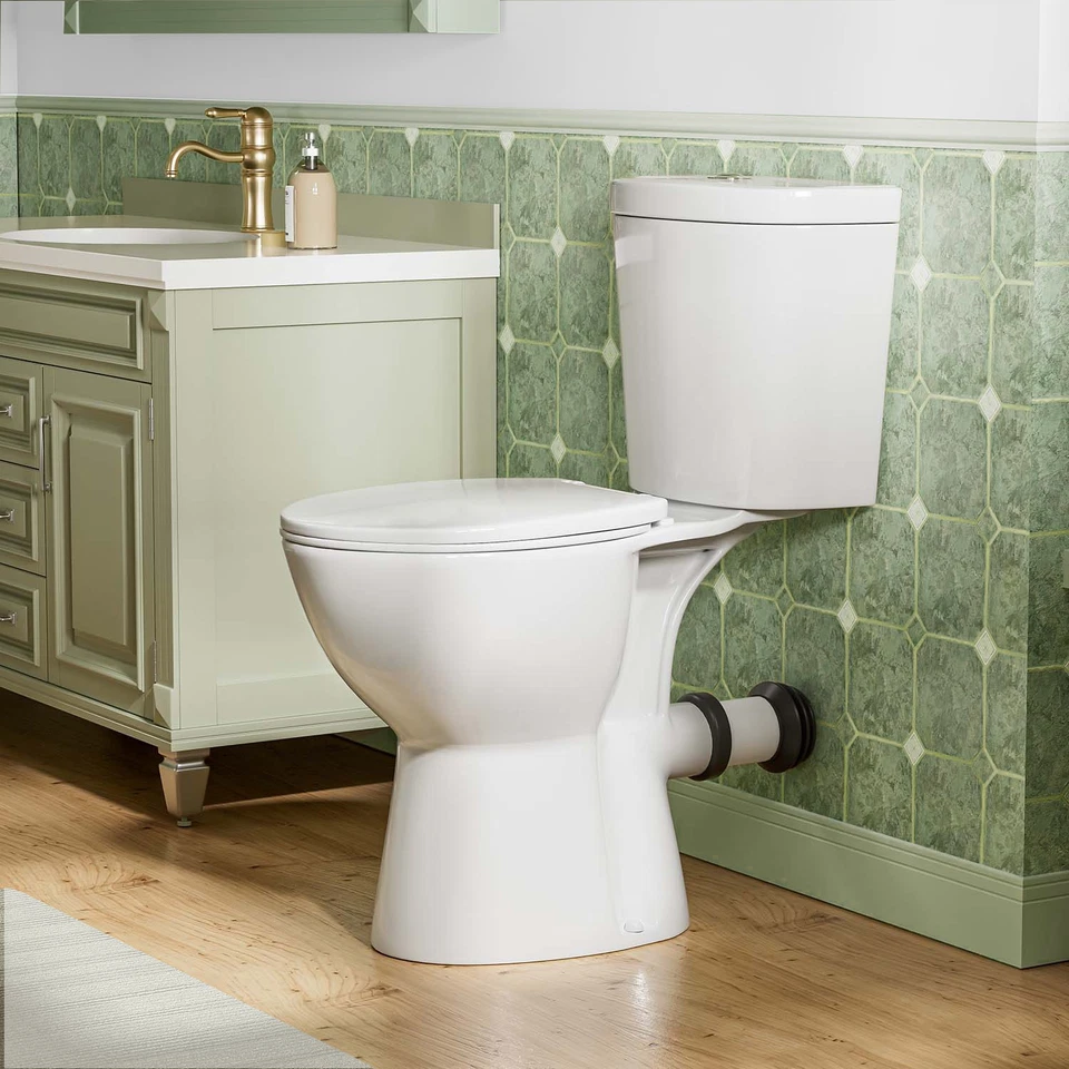 19" High Rear Outlet Toilet Two Piece Toilet with Soft Close Seat 1/1.6 GPF - Image 3 of 4