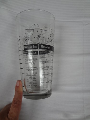 Vintage Libbey Barware Glass Cocktail Shaker Measure Recipes - Picture 4 of 8
