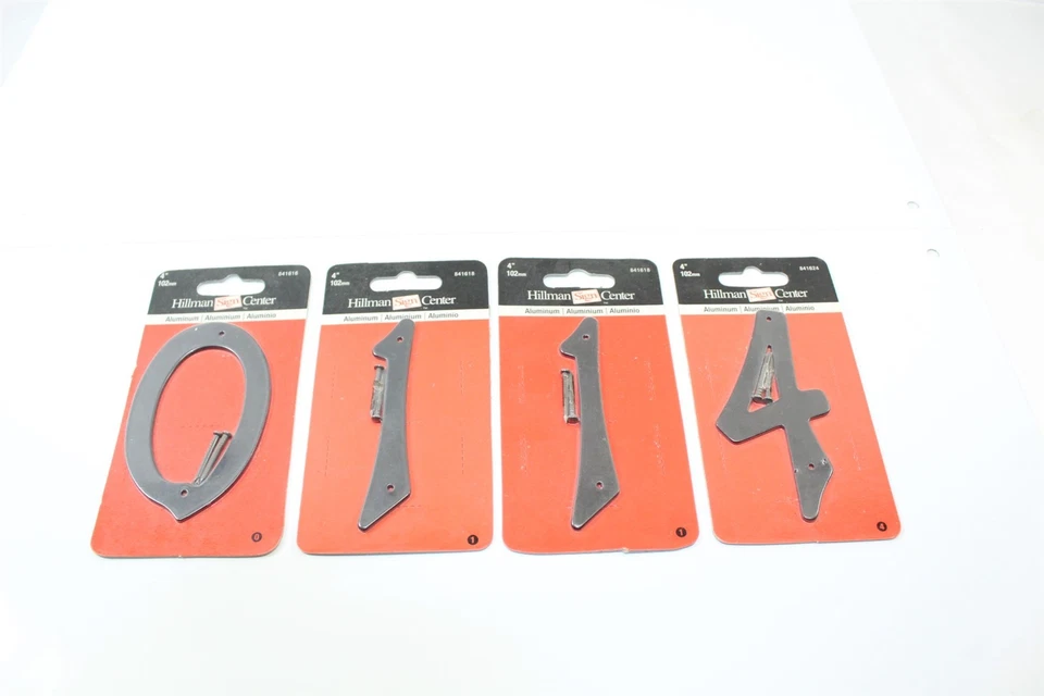 Outdoor House / Mailbox Aluminum Numbers 4" Lot of 4 Includes #'s 0, 1, 1 And 4 - Image 2 of 4
