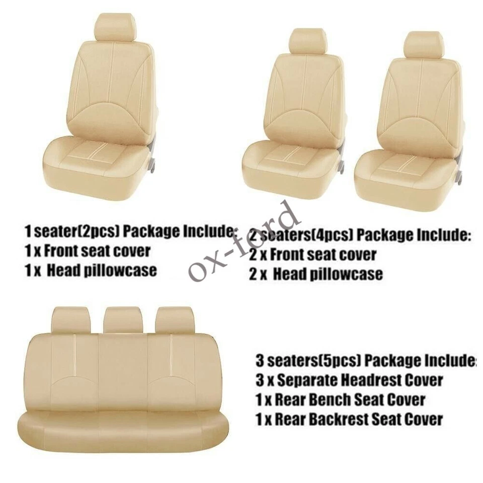 Fundas de asiento de coche SUV universales de cuero PU 9 piezas para interior delantero y trasero nuevas Foto 3 de 4