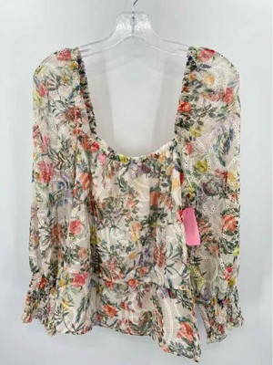 Pre-Owned Alice + Olivia Green Size Large Floral Long Sleeve Blouse