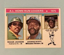 1976 Topps - League Leaders Reggie Jackson, John Mayberry, George Scott #194