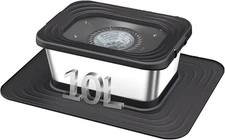 10L Stainless Steel Dog Water Bowl No Spill Anti-Splash w XXL Silicone Mat-Black