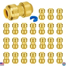 1/2" Push-to-Connect Coupling Fittings for PEX, Copper, CPVC - Pack of 25
