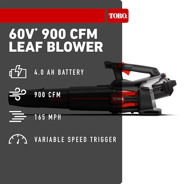 Soplador de hojas a batería Toro Flex-Force 60 voltios 900-CFM 165 MPH 4 Ah-SIN ENVÍO CA Foto 2 de 4