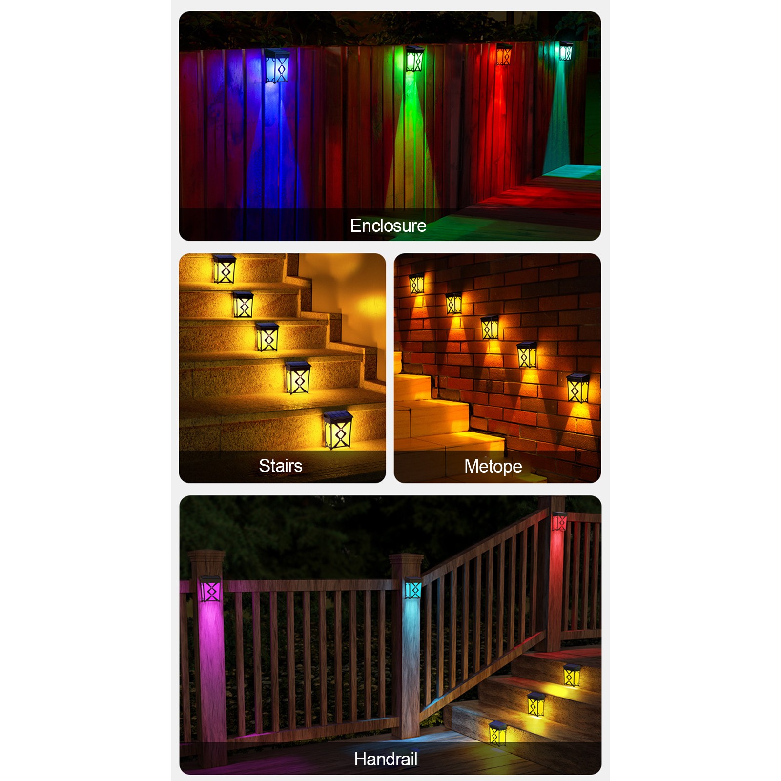.Solar Powered Wall Lamp Outdoor Garden Light Landscape Decorative Lights IP65