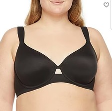 Ambrielle Super Soft Black Bra Full Coverage Underwire Memory Foam New Plus 44C