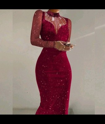 Vestido Ajustado De Manga Larga Con Lentejuelas, Estilo Americano Europeo, Sexy