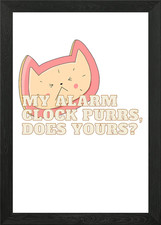 Cat Alarm Clock Design Framed Wall Art Poster Canvas Print Picture
