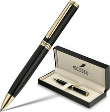 Penna a Gel Lusso Con Finitura Oro 24K, Lacca Nera Piano, Artigianato Di Classe,