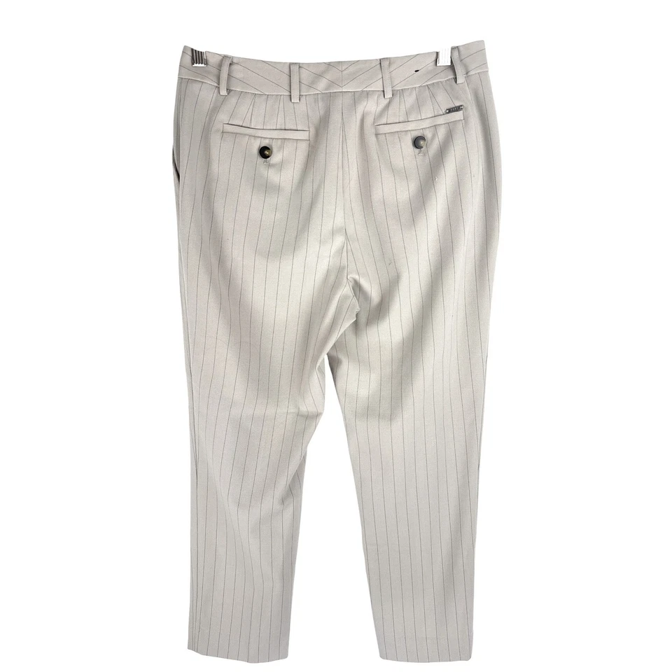Pantalones plisados a medida DKNY beige, azul a rayas talla 6P para mujer Foto 3 de 4