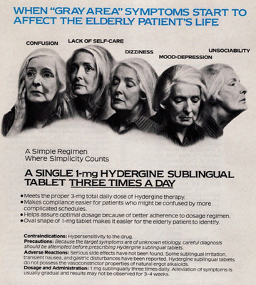 1977 PHARMACY ADVERT HYDERGINE, SANDOZ PRINT ADVERT PHARMACY DRUG PRINT AD