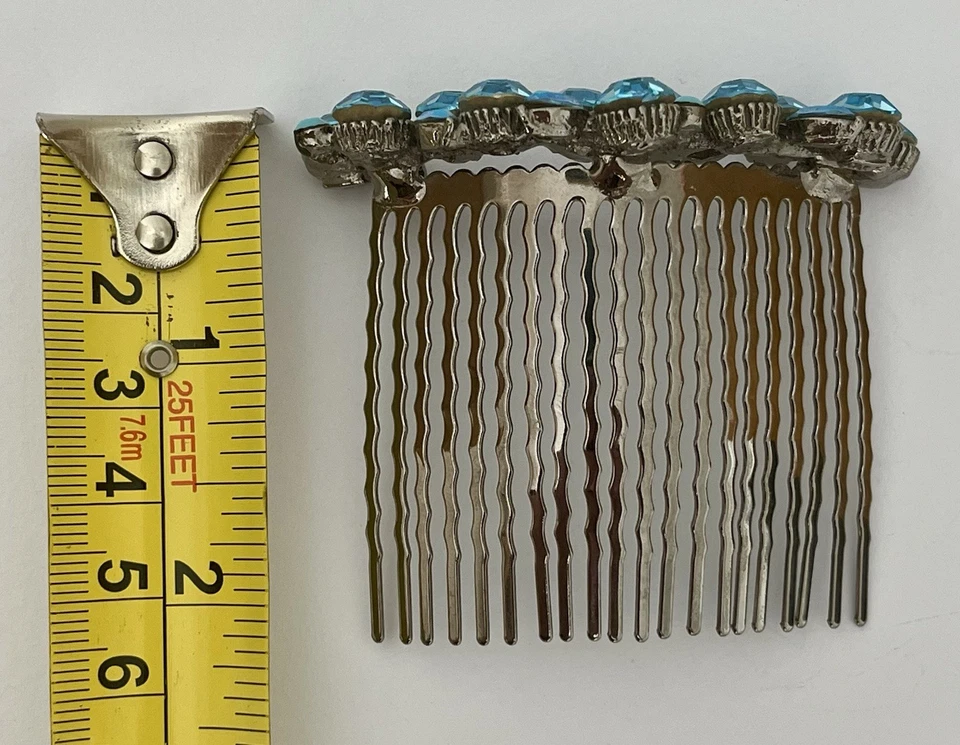 De colección Pistola SNK Peine de Pelo de Metal Azul Estrás Racimo/Novia Algo Azul Foto 4 de 4