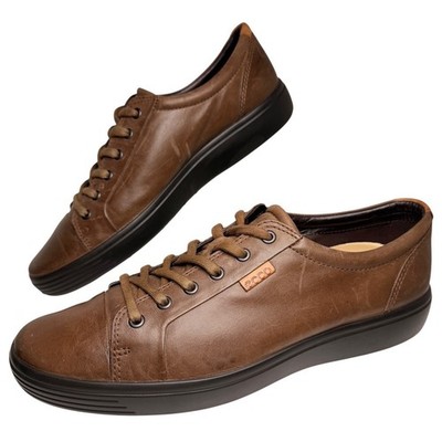 ECCO Brown Leather Lace Up Sneakers Mens EU 45 US 11 11.5 Danish Design
