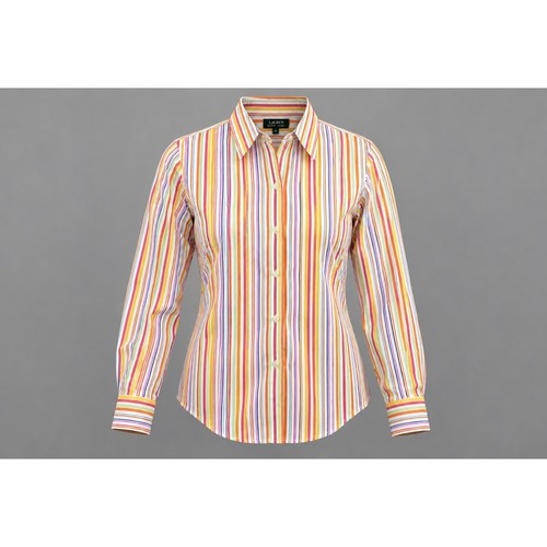 Lauren Ralph Lauren, Lauren Ralph Lauren Womens Multicolor Striped Button Down Cotton Shirt Size M