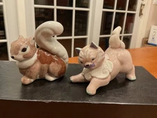 Kay Finch California 2 figurines- MUFF Cat (htf color) & brown/ white squirrel