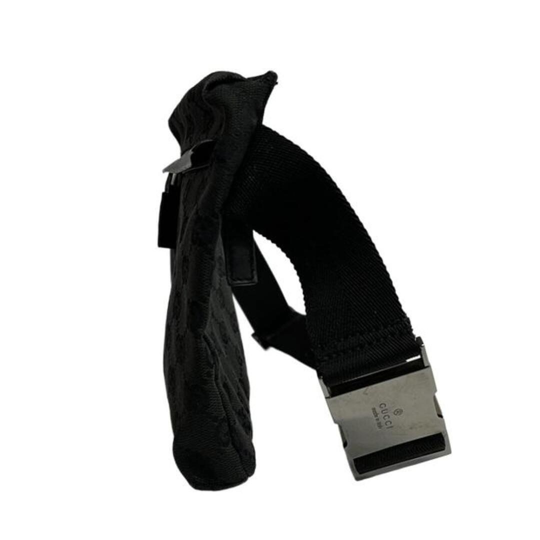 GUCCI Waist Pouch GG Pattern Black Leather Used 16.5cm x 29cm thumbnail 3