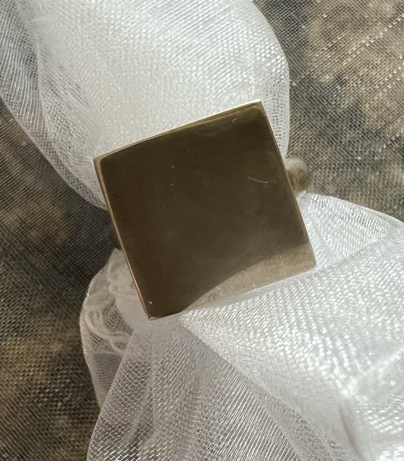 Solid Sterling Silver Engravable  Ring  Square De… - image 1