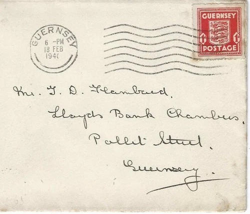 1941 Guernsey 1d Arms First Day Cover 0 Of 1940 Cut To Form 1941
