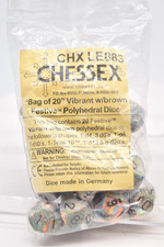 Chessex Vibrant & Brown Festive Polyhedral 20-Dice Bag CHX LE883 RPG Set