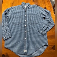 Levi's Men's 90's Vintage Heavy Blue Tab Metal Button Long Sleeve Shirt Size Med