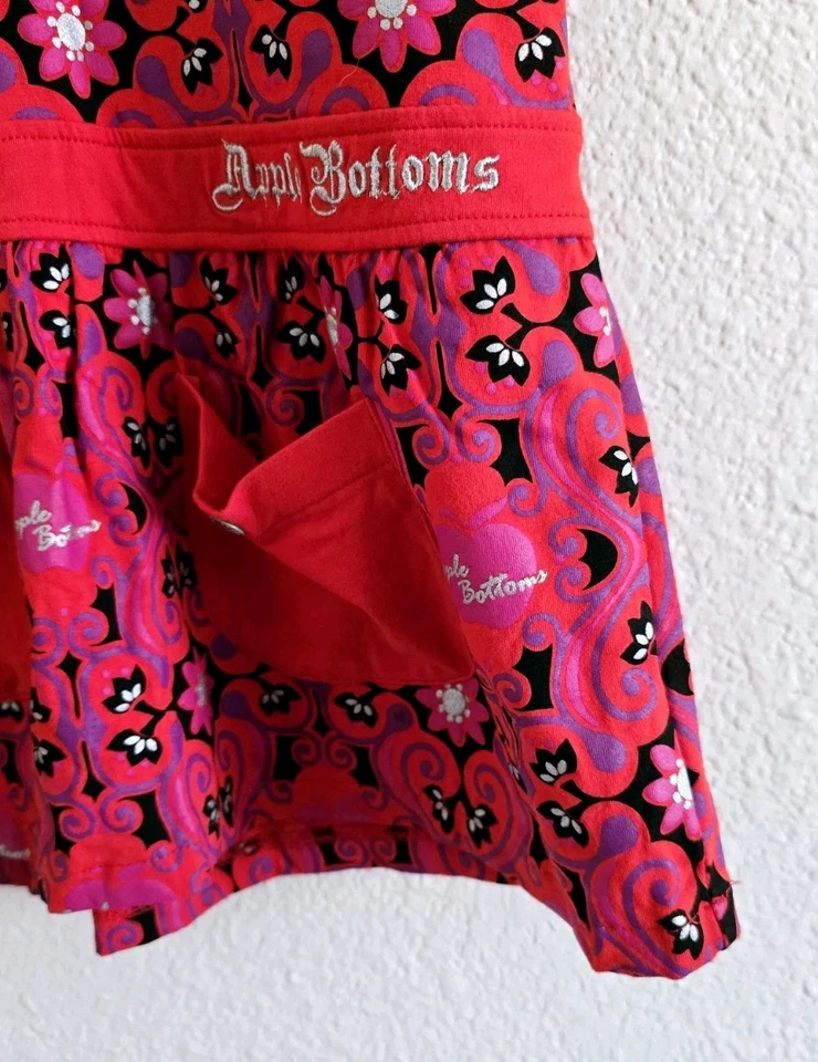APPLE BOTTOMS Girls Size M Red Floral Polo Dress Drop Waist 10/12 New With Tags - Image 4 of 4