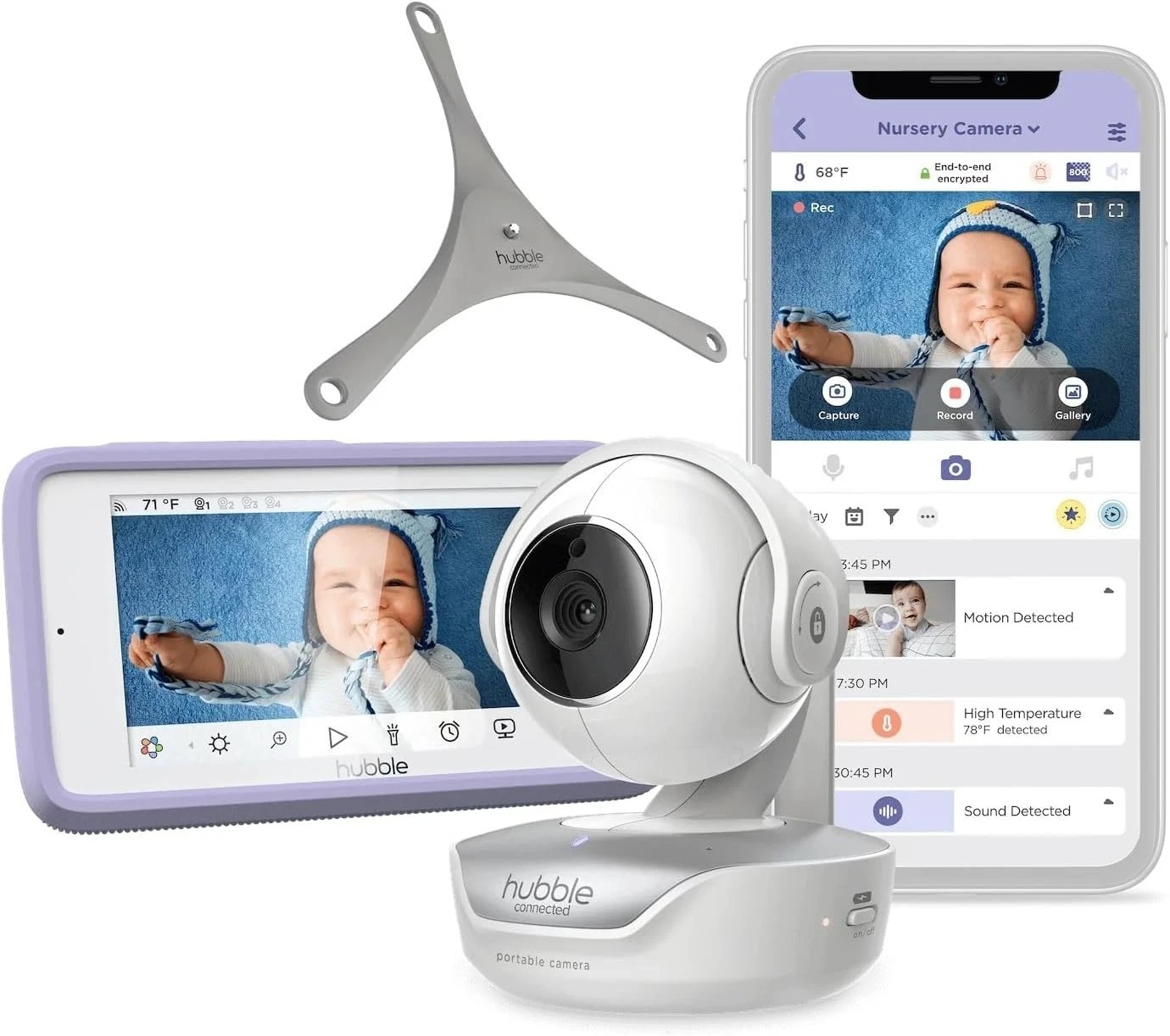 Hubble Connected - Nursery Pal Deluxe - 5 in. Smart HD Baby Monitor with Touch S
