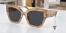 TORY BURCH TY7184U 192887 Honey Wood Olive Pip Solid Grey 54 Women's Sunglasses