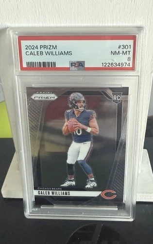 CALEB WILLIAMS 2024 PANINI PRIZM BASE ROOKIE RC #301 GRADED PSA 8 NM-MT NFL