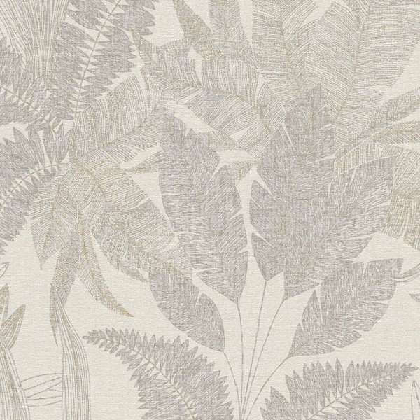 Florale Tapete Beige Vliestapete 10.05 X 0.53 M Tapete BläTter Gold-image