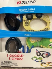 Dolfino 3-in-1 Swim Goggles Set  Sharks, Dino, & Trucks  Kids Unisex Multi