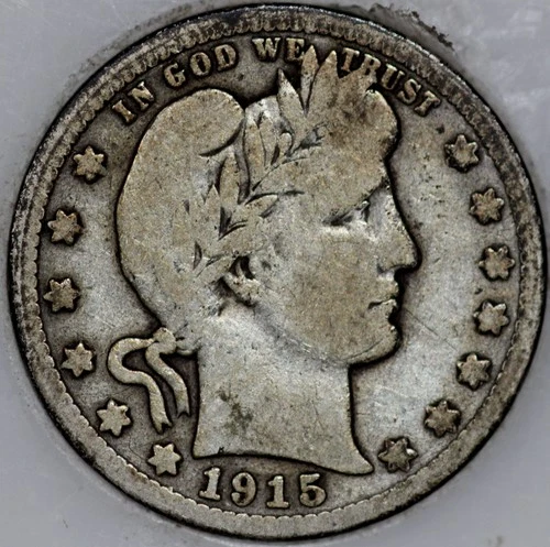 1915-D Barber Quarter 90% Silver, 100+ years Old As Shown [SN03]