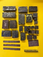 Letterpress Druckplatten Metall Konvolut – Druckerei Klischees Vintage Zink/Kupf