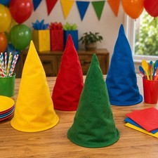 12-PC Tall Felt Cone Elf / Gnome Hats Kids Party Costumes Favors 17.5"H 413