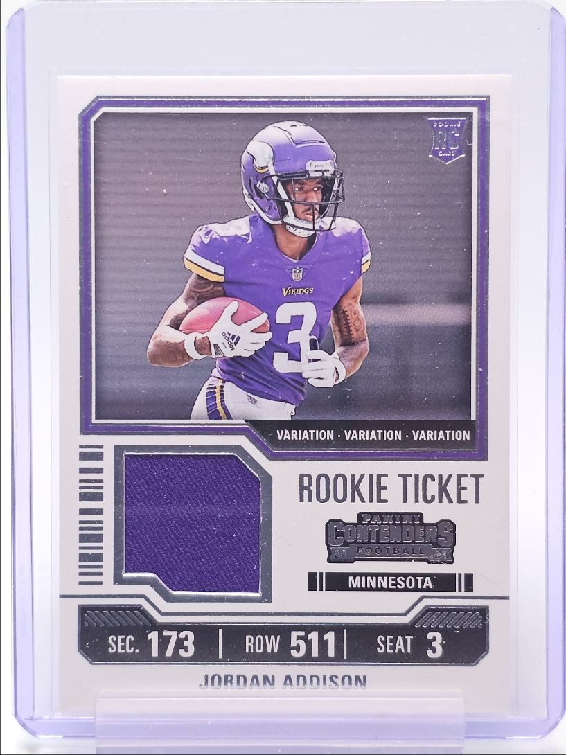 JORDAN ADDISON 2023 CONTENDERS ROOKIE TICKET PATCH VARIATION RC Q6116