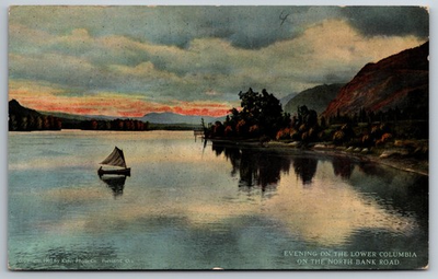 #ad Evening on the Lower Columbia North Bank Road 1915 Portland Oregon Postcard $4.99