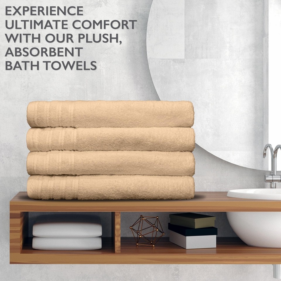 4 Piece Premium Bath Towels Set Made from 100 Cotton Terry Cloth