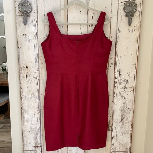 August Seide Gr. 14 Damen rot Seide Etui ärmellos Cocktail Party formelles Kleid - Bild 6 von 7