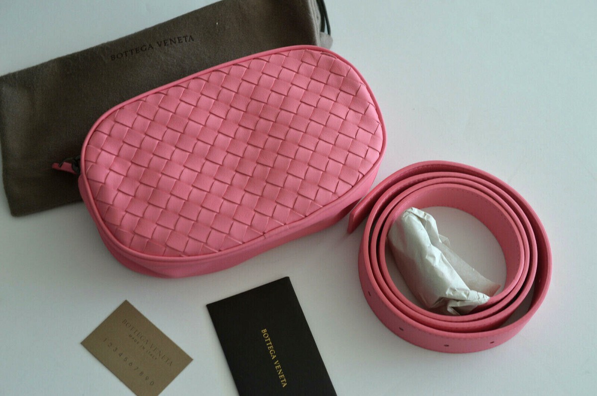 Bottega Veneta Intrecciato Pink Leather Belt Bag New