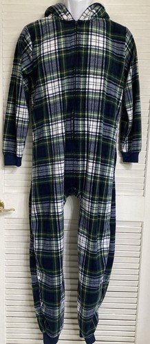 Youth Plaid Moose Microfleece Hooded One Piece Pajamas, XXL (16) - Picture 3 of 6