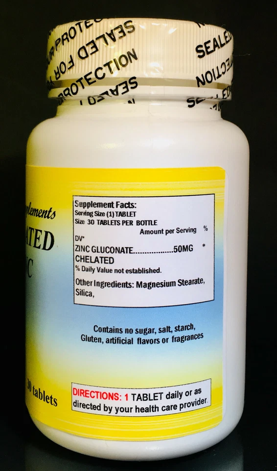 Zinc 50mg, susceptibilidad a infecciones y diarrea. Hecho en USA - 30 a 90 comprimidos. Foto 2 de 2