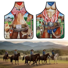 Cowboy Cowgirl Apron Smock Western Funny Dinner Cooking Bar Sexy Pinafore