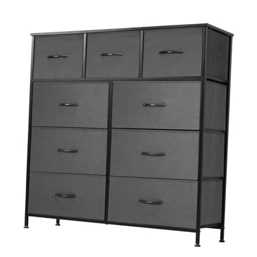 Modern Grey Dresser with 9 Drawers 39.4W x 39.4H for Bedroom Storage-image
