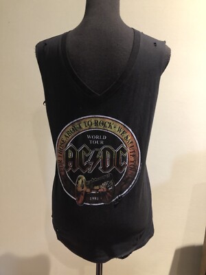 AC DC custom distress sleeveless T-shirt | eBay