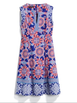 ADORNE Cornelia Blue Paisley Cotton Scuba Dress Size 4 | eBay