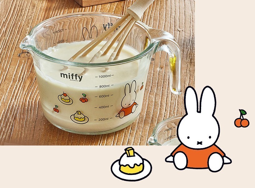 Miffy heat-resistant glass Measuring Cup 5p 1L(33.8oz) 500ml(16.9
