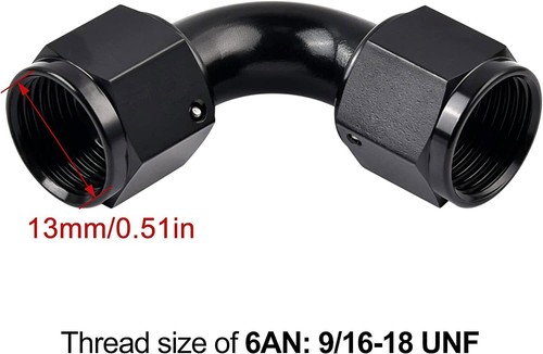 2PCS 6AN Female to 6AN Female 90 Degree Swivel Coupler Union Fitting Adapter - Bild 5 von 13