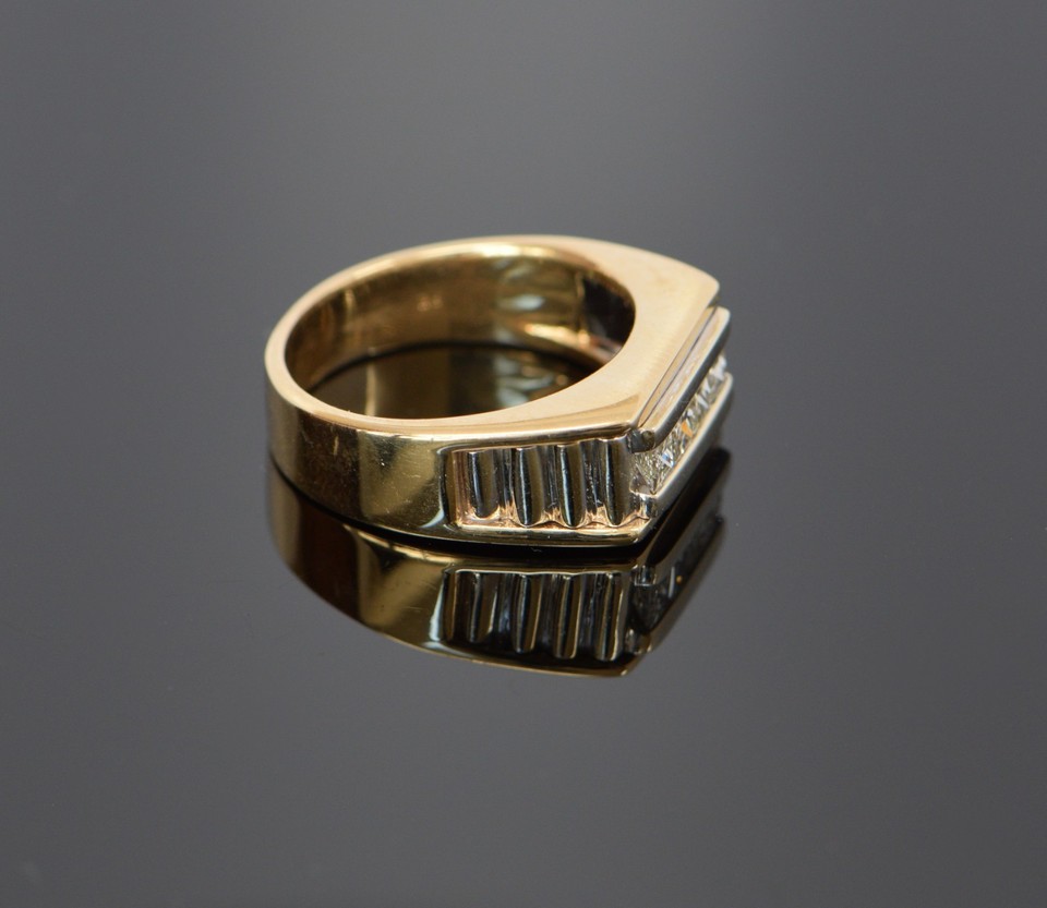 14K Yellow Gold Men's 4 Stone Diamond Ring Circa 1980's, Size 9.5 | eBay