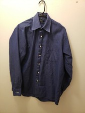 DKNY Mens Button Up Dress Shirt Blue Regular Fit Solid Size 15 1/2 32/33.